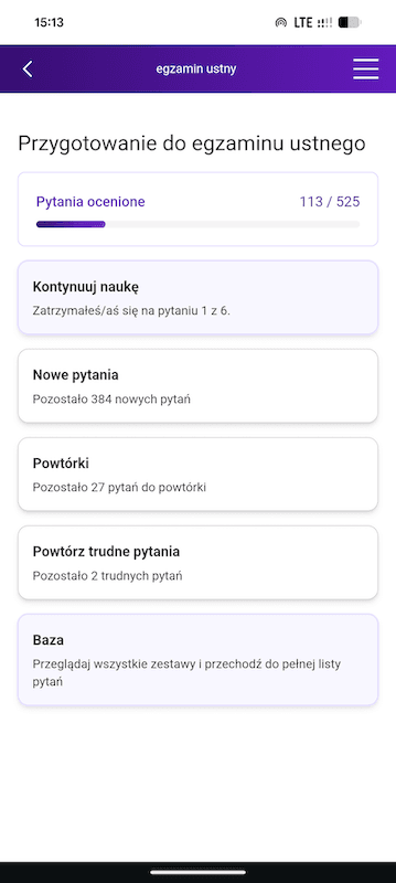 pytanie z rozwiniętym menu