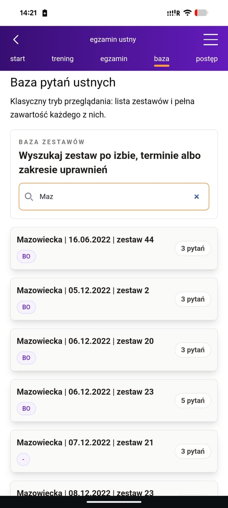 telefon z ekranem przygotowania do egzaminu ustnego