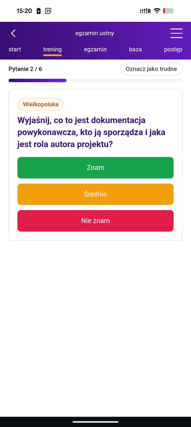 postęp w nauce do egzaminu ustnego