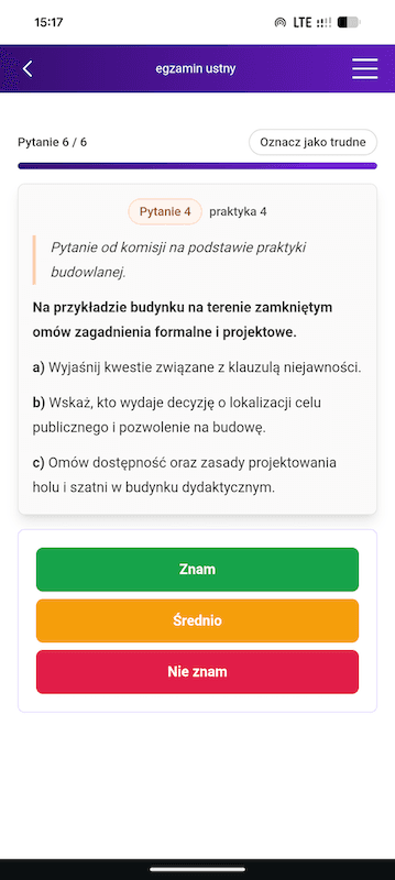 postęp w nauce do egzaminu ustnego
