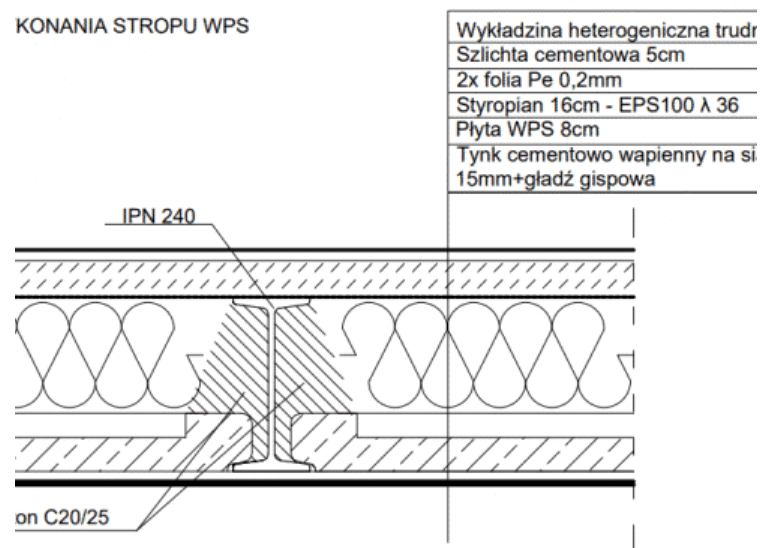 przekrój przez strop WPS